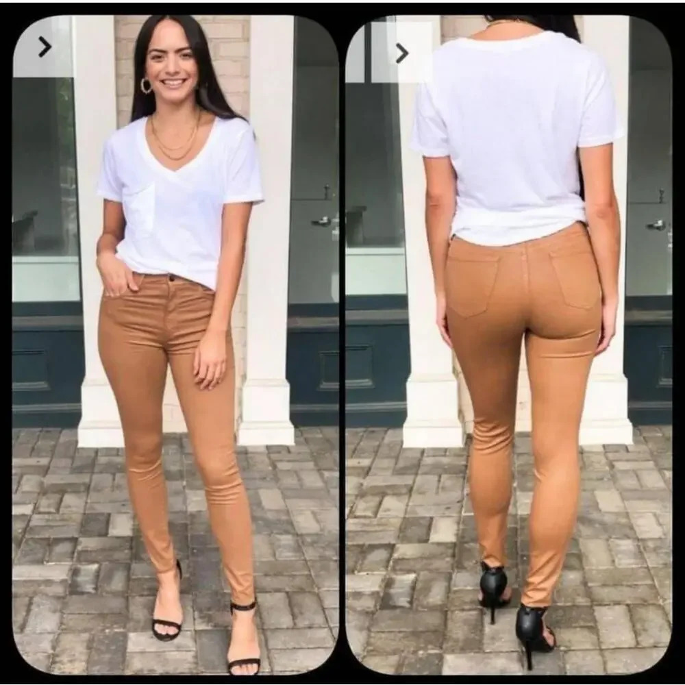 Joe's Jeans The Charlie High Rise Skinny Coated Jeans 26 Brown NWOT